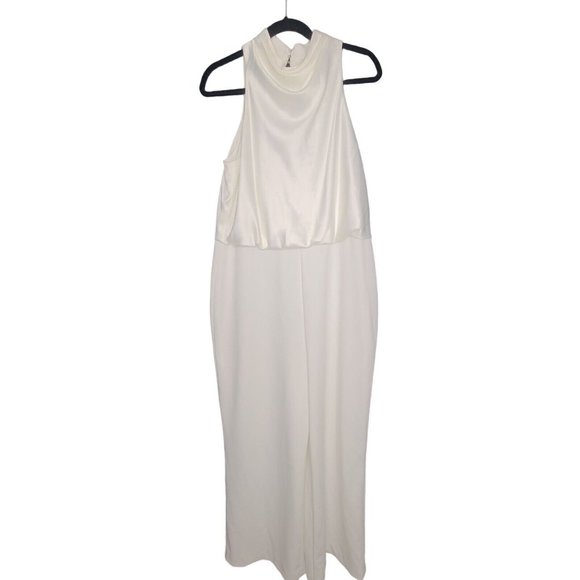 Adrianna Papell Womens Jumpsuit Size 14 Crew Neck Sleeveless Keyhole Back Crepe - Picture 2 of 13